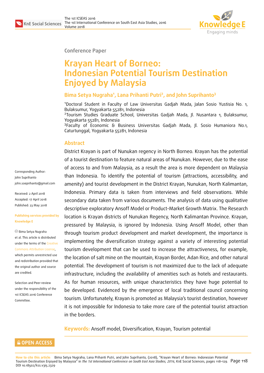 Krayan Heart of Borneo: Indonesian Potential Tourism Destination