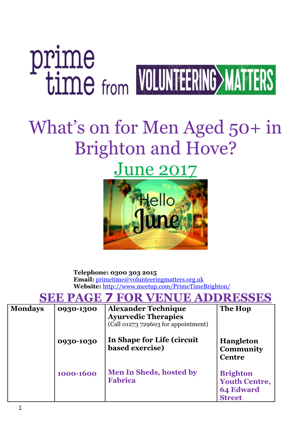 What S on for Men Aged 50+ in Brighton and Hove?