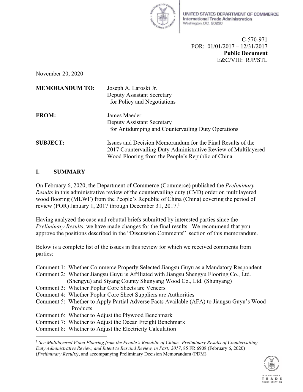 Final Results of Countervailing Duty Administrative Review; 2012, 79 FR 78799 (December 31, 2014), and Accompanying IDM at Comment 5 (Citric Acid 2012)