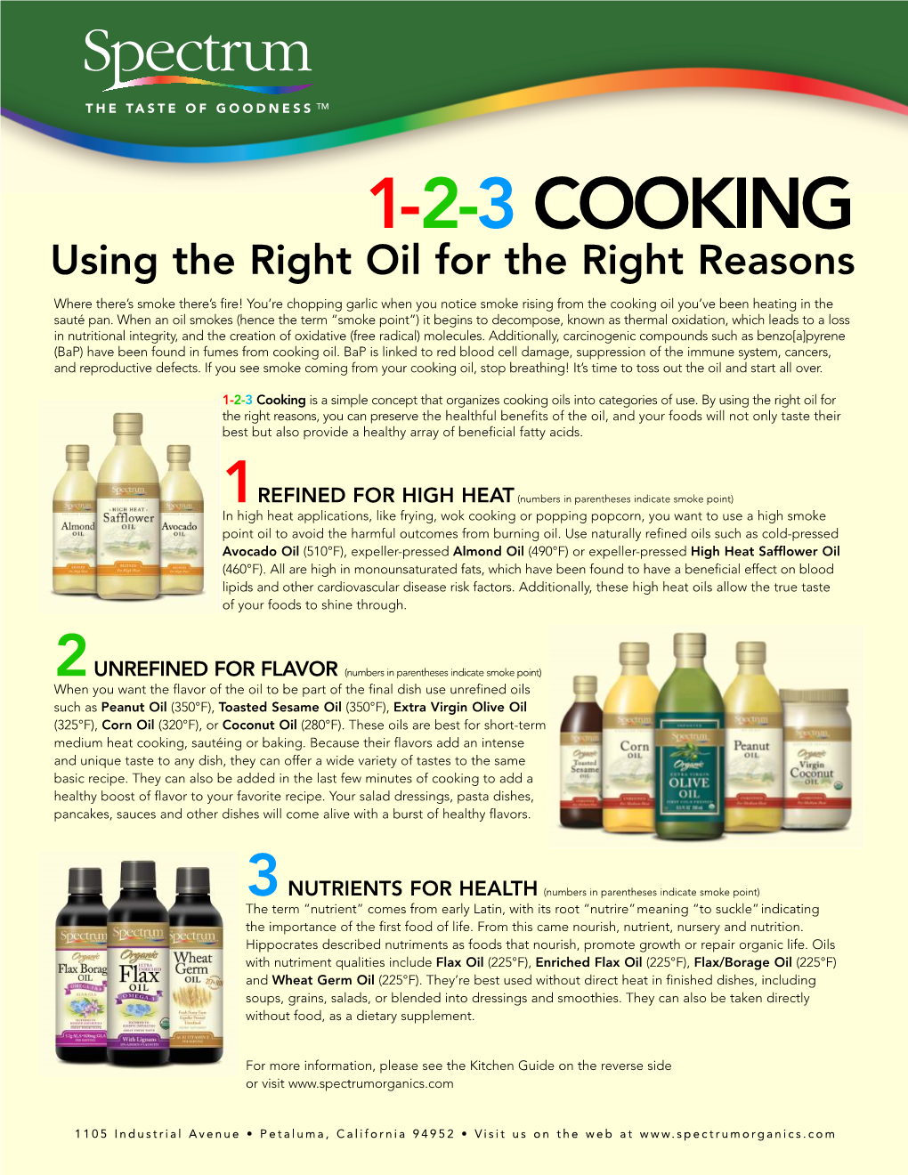 Spectrum Cooking Oils Kitchen Guide