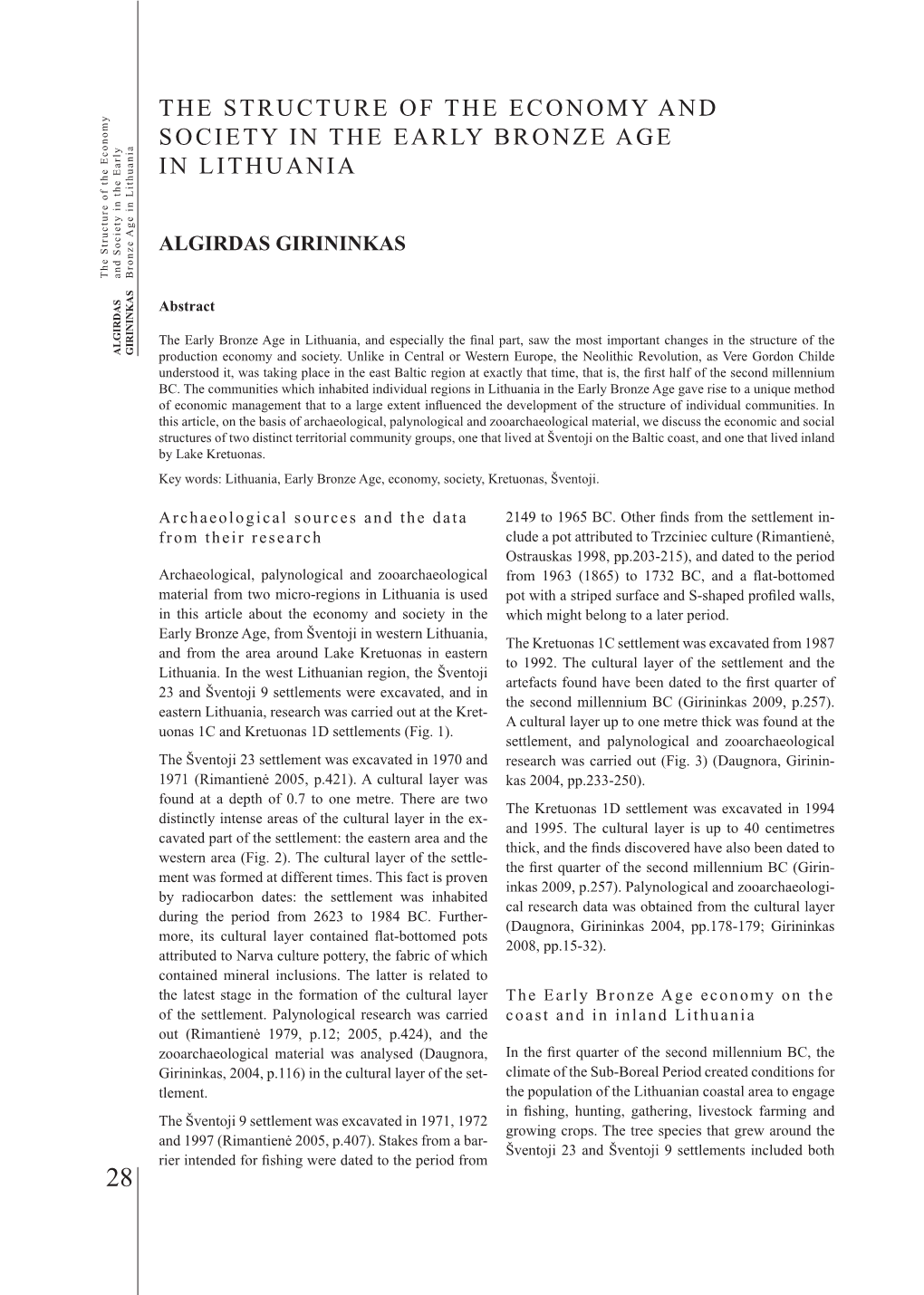 The Structure of the Economy and Society in the Early Bronze Age In