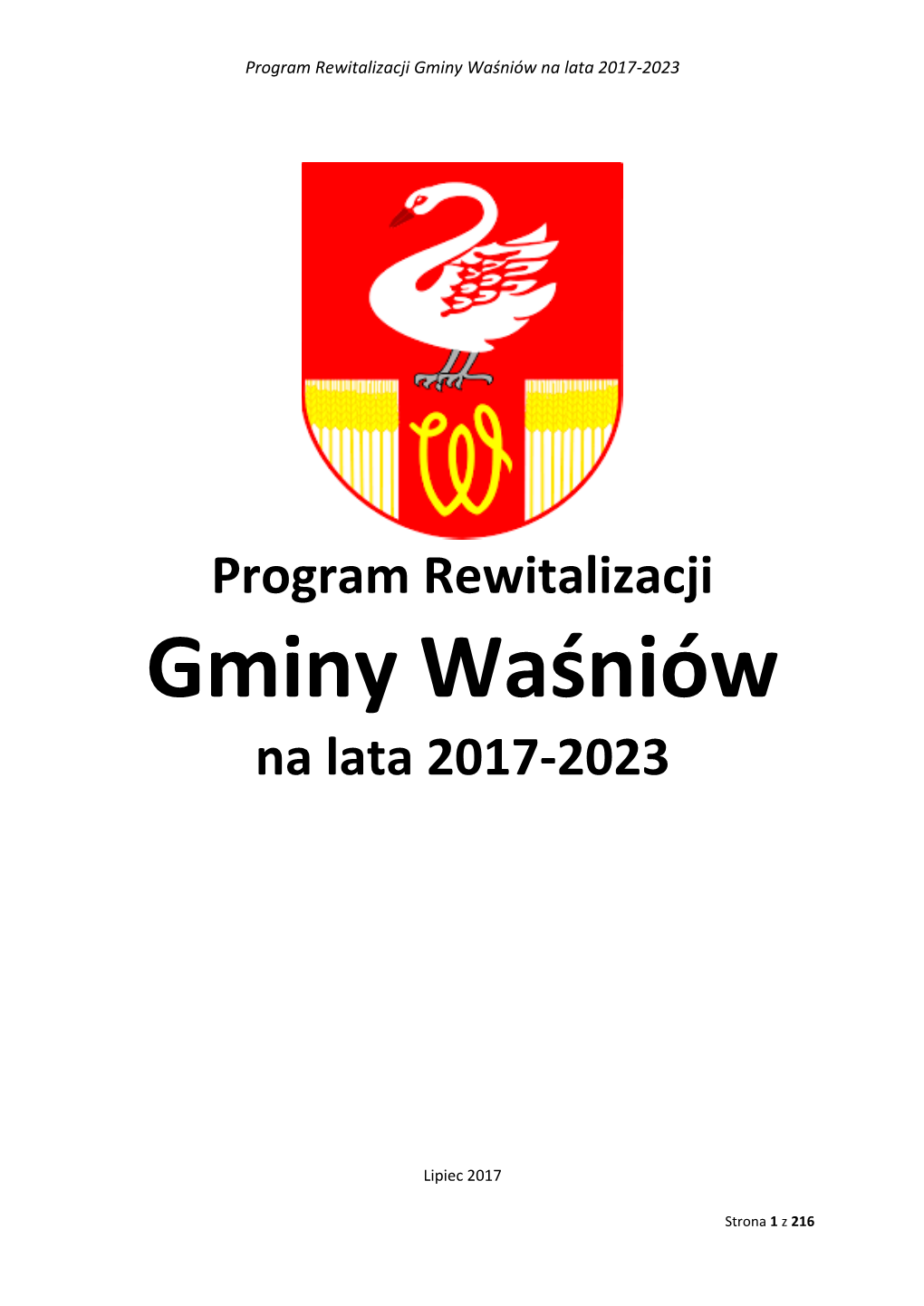 Gminy Waśniów Na Lata 2017-2023