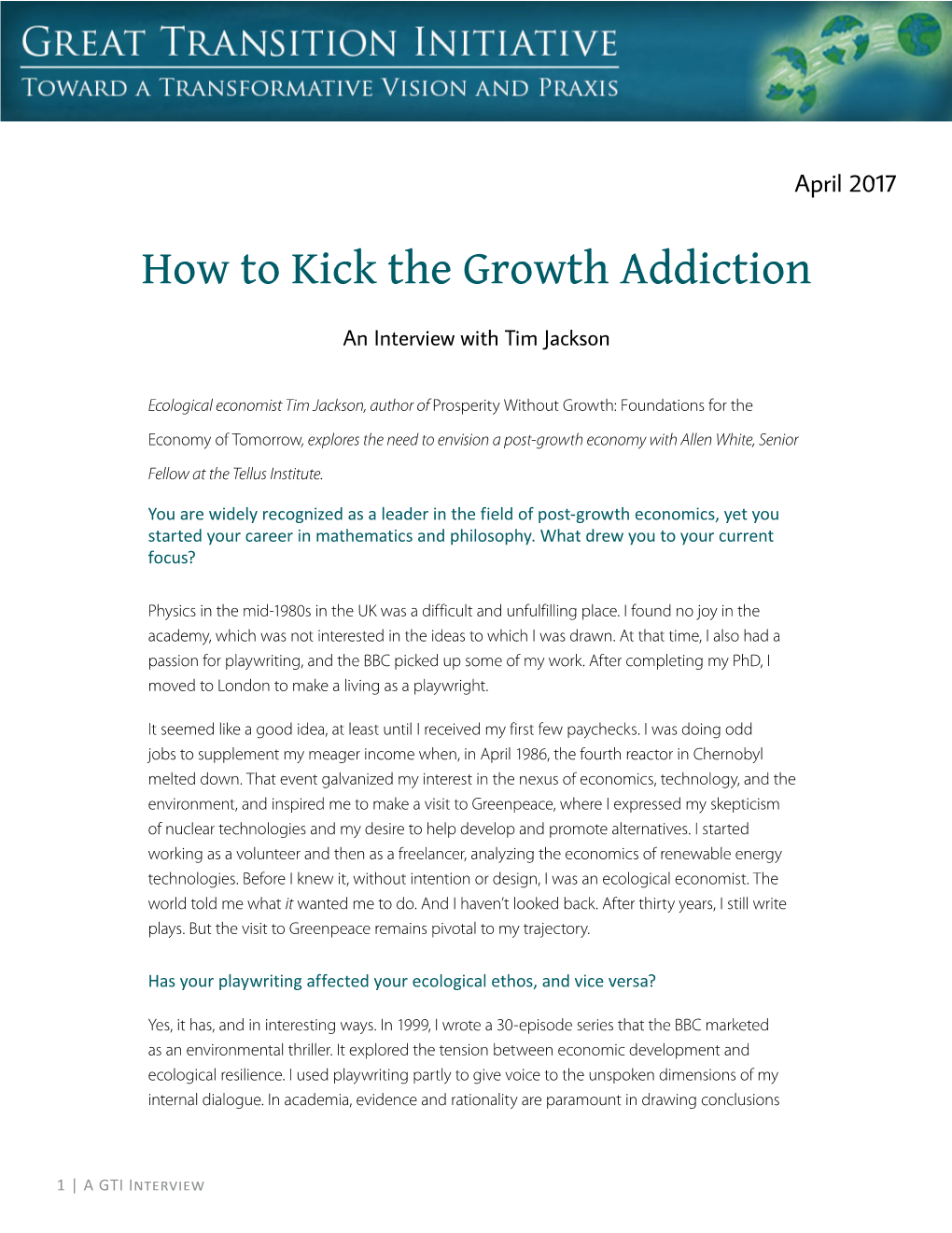 How to Kick the Growth Addiction