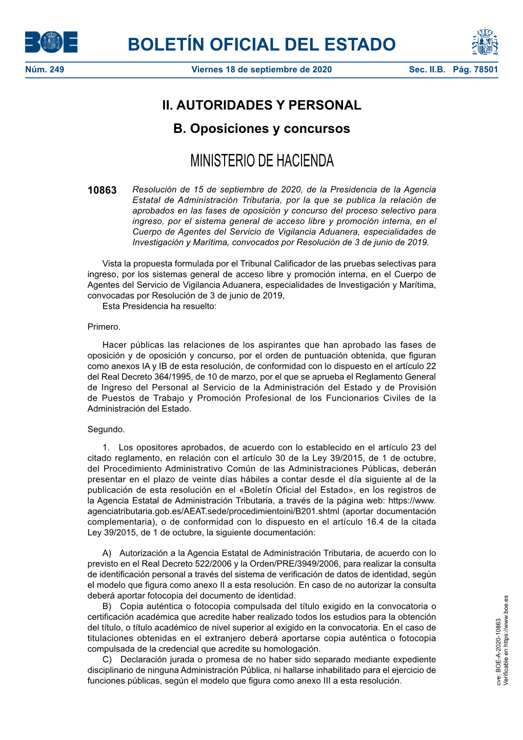 Disposición 10863 Del BOE Núm. 249 De 2020