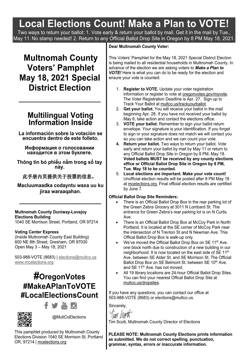 Multnomah County Voters' Pamphlet