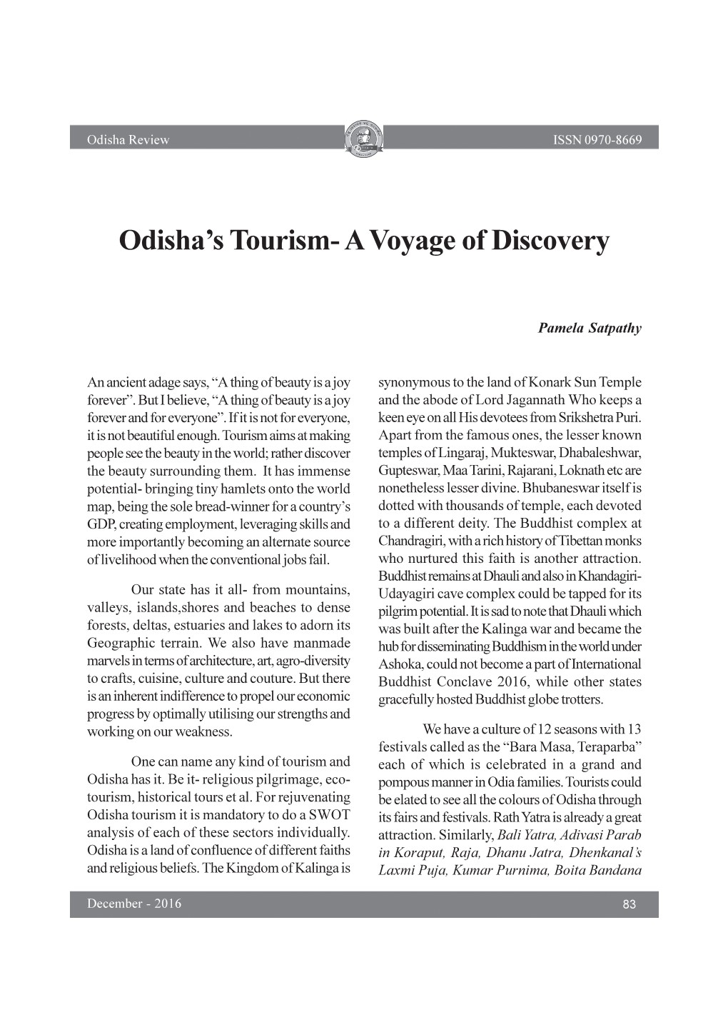 Odisha's Tourism