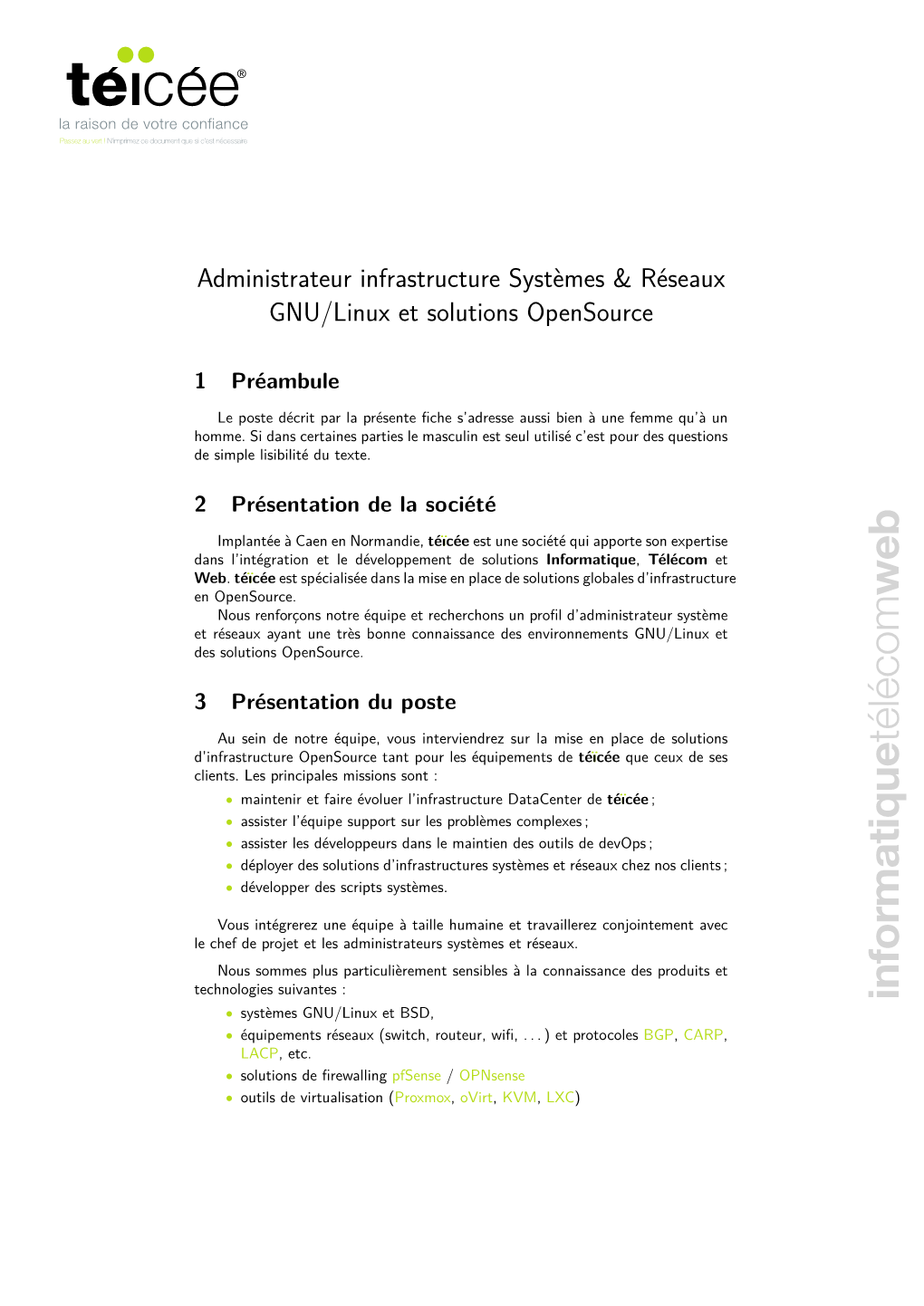 Administrateur Infrastructure Systèmes & Réseaux GNU