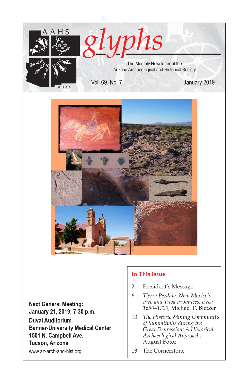 Glyphs the Monthly Newsletter of the Arizona Archaeological and Historical Society