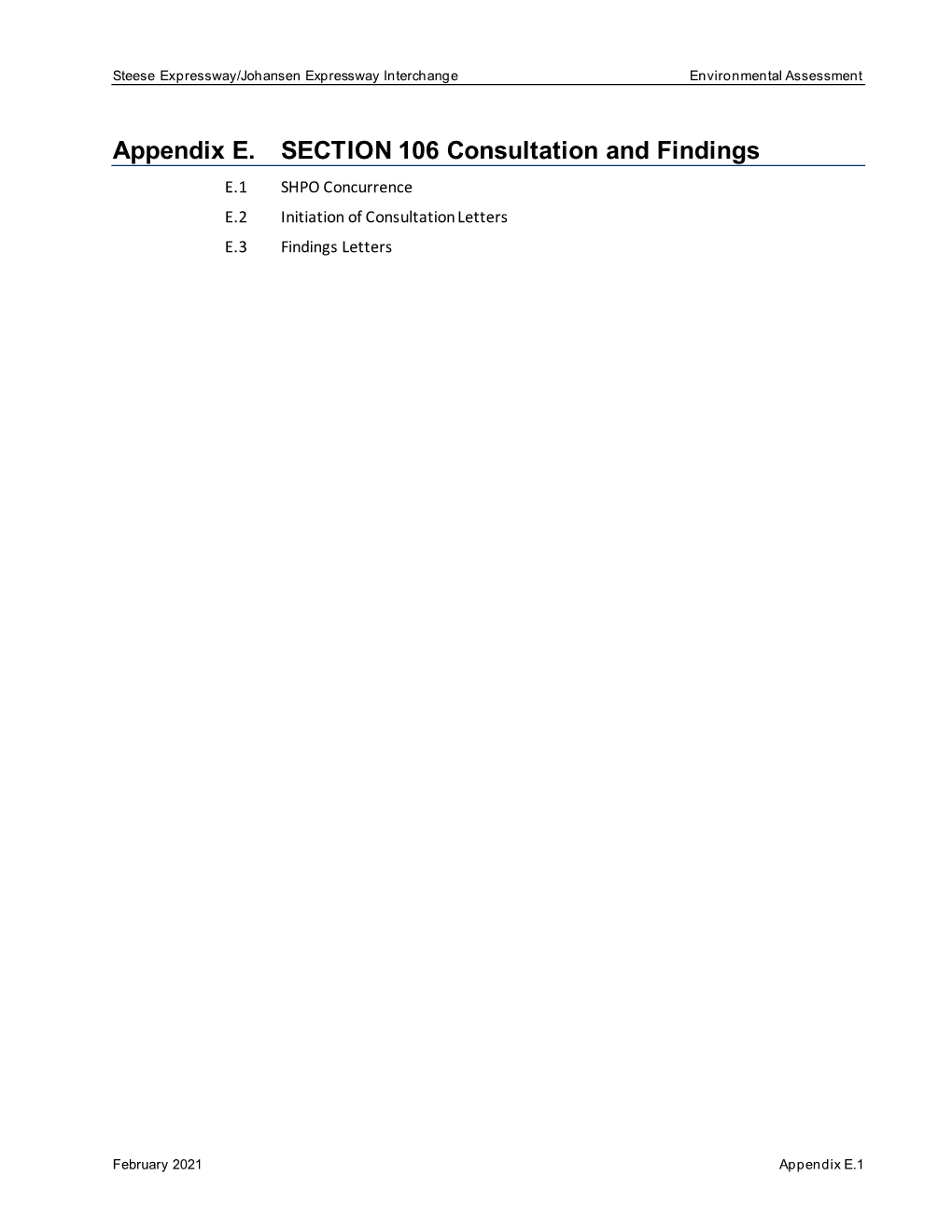 Appendix E – Section 106 Consultation and Findings