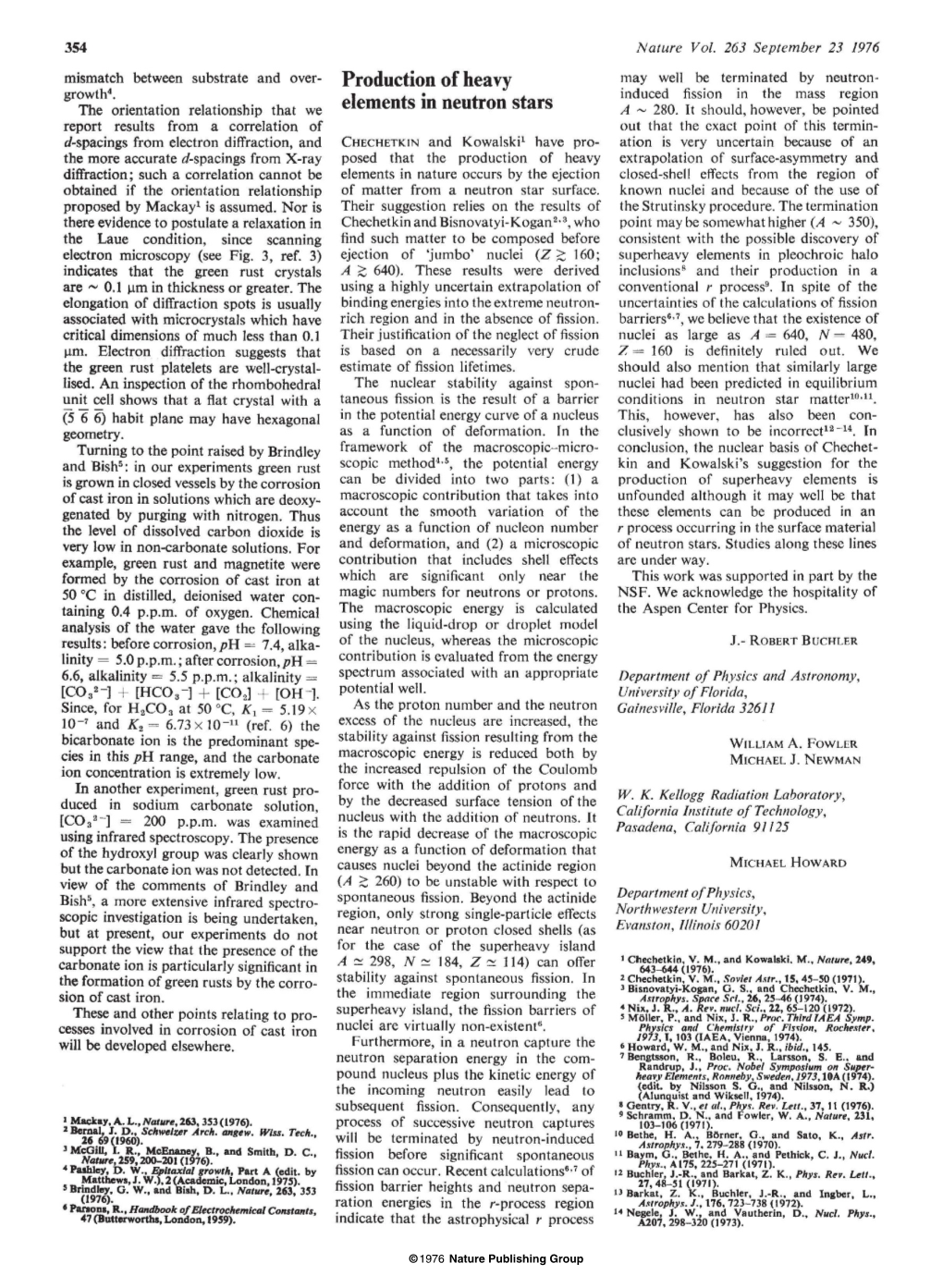 Production of Heavy Elements in Neutron Stars