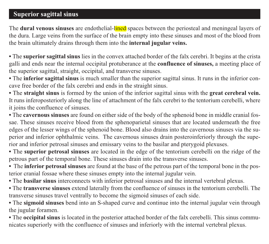 Superior Sagittal Sinus