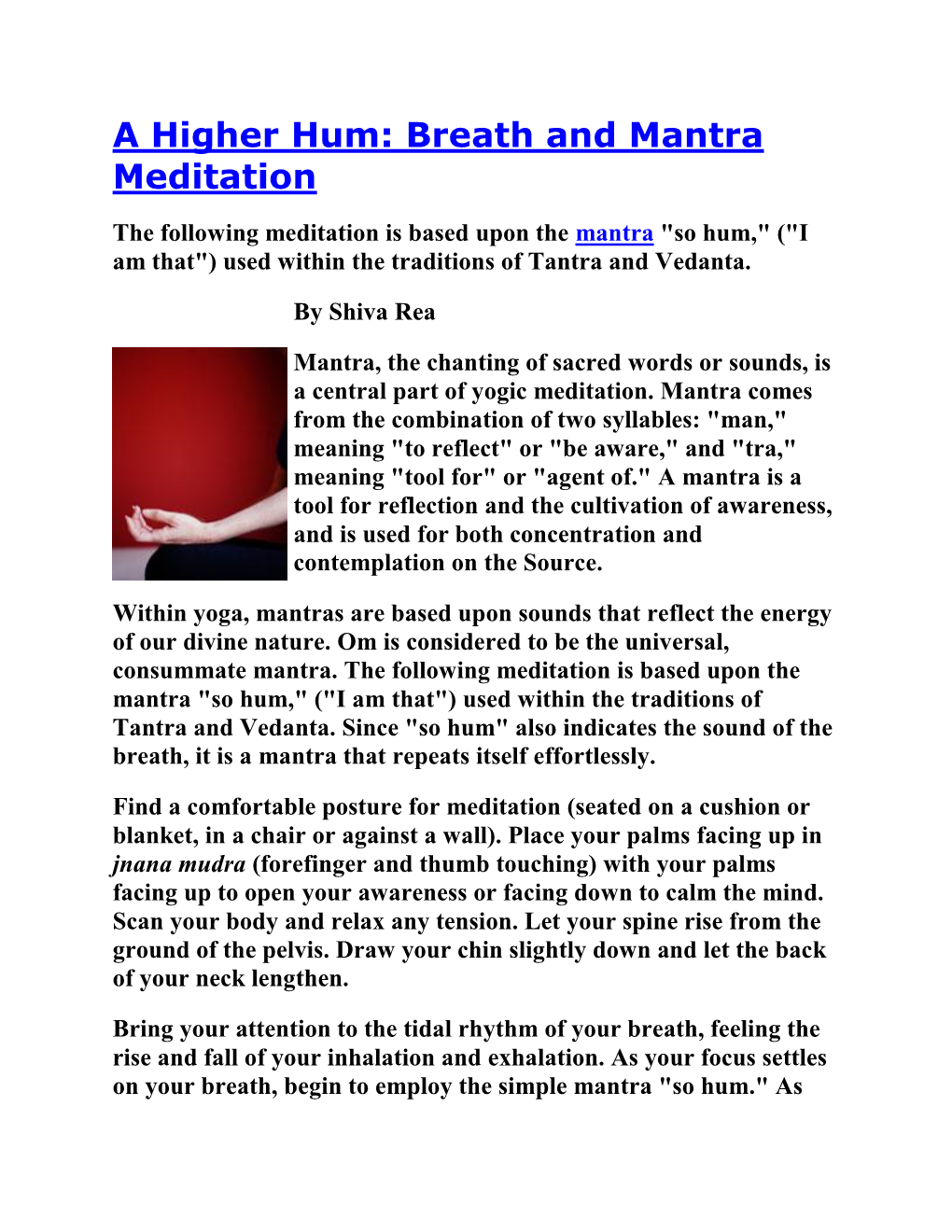 Breath and Mantra Meditation