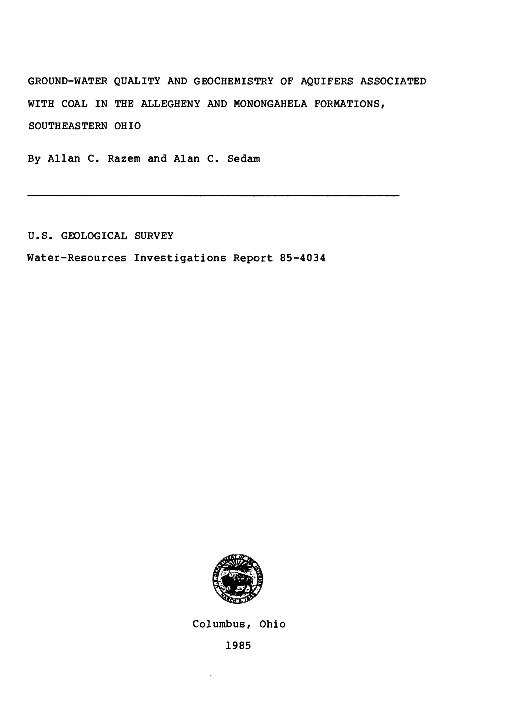 Ground-Water Quality and Geochemistry of Aquifers Associated