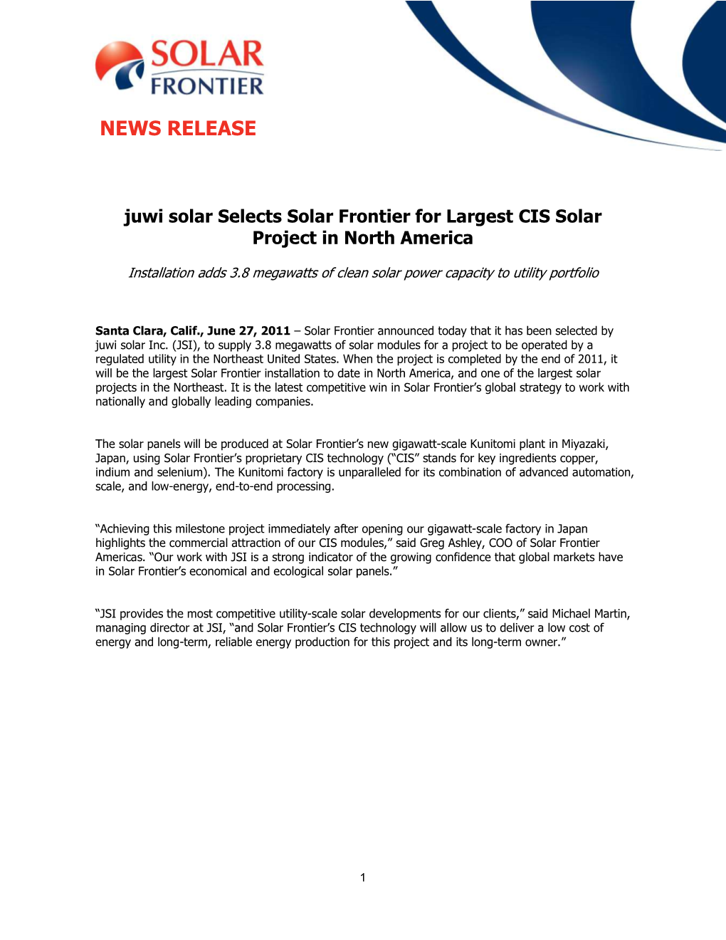 Solar Frontier Press Release Juwi Final