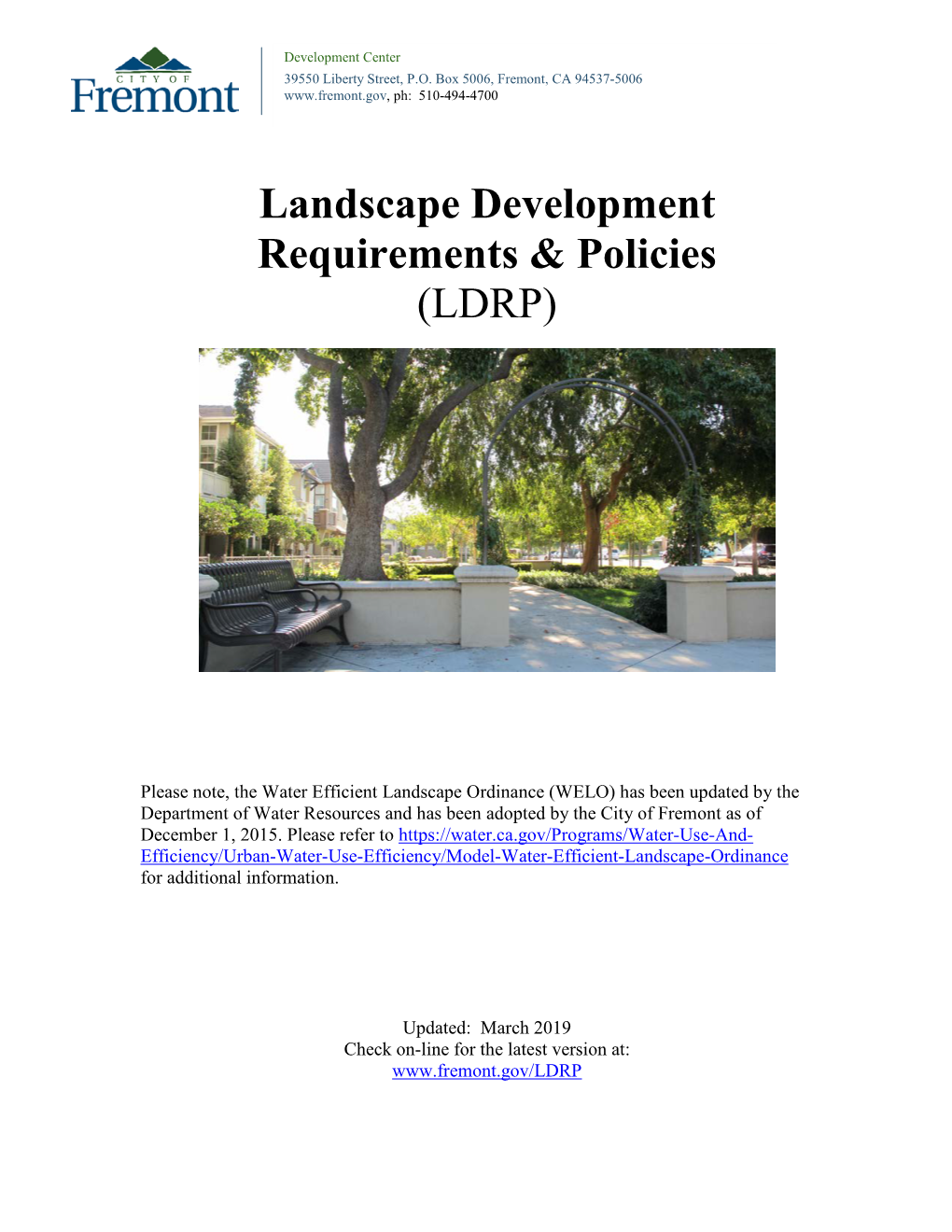 Landscape Development Requirements & Policies (LDRP)