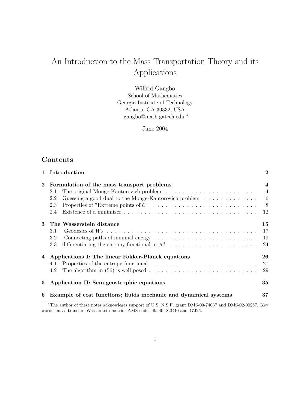 An Introduction to the Mass Transportation Theory and Its Applications