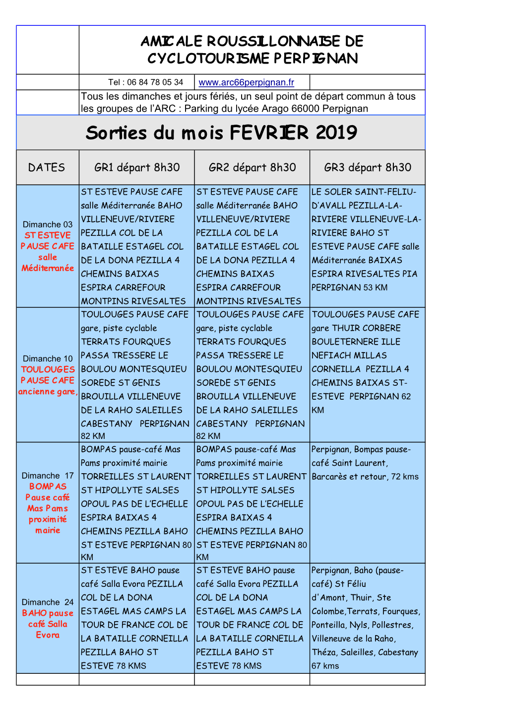 Sorties Du Mois FEVRIER 2019