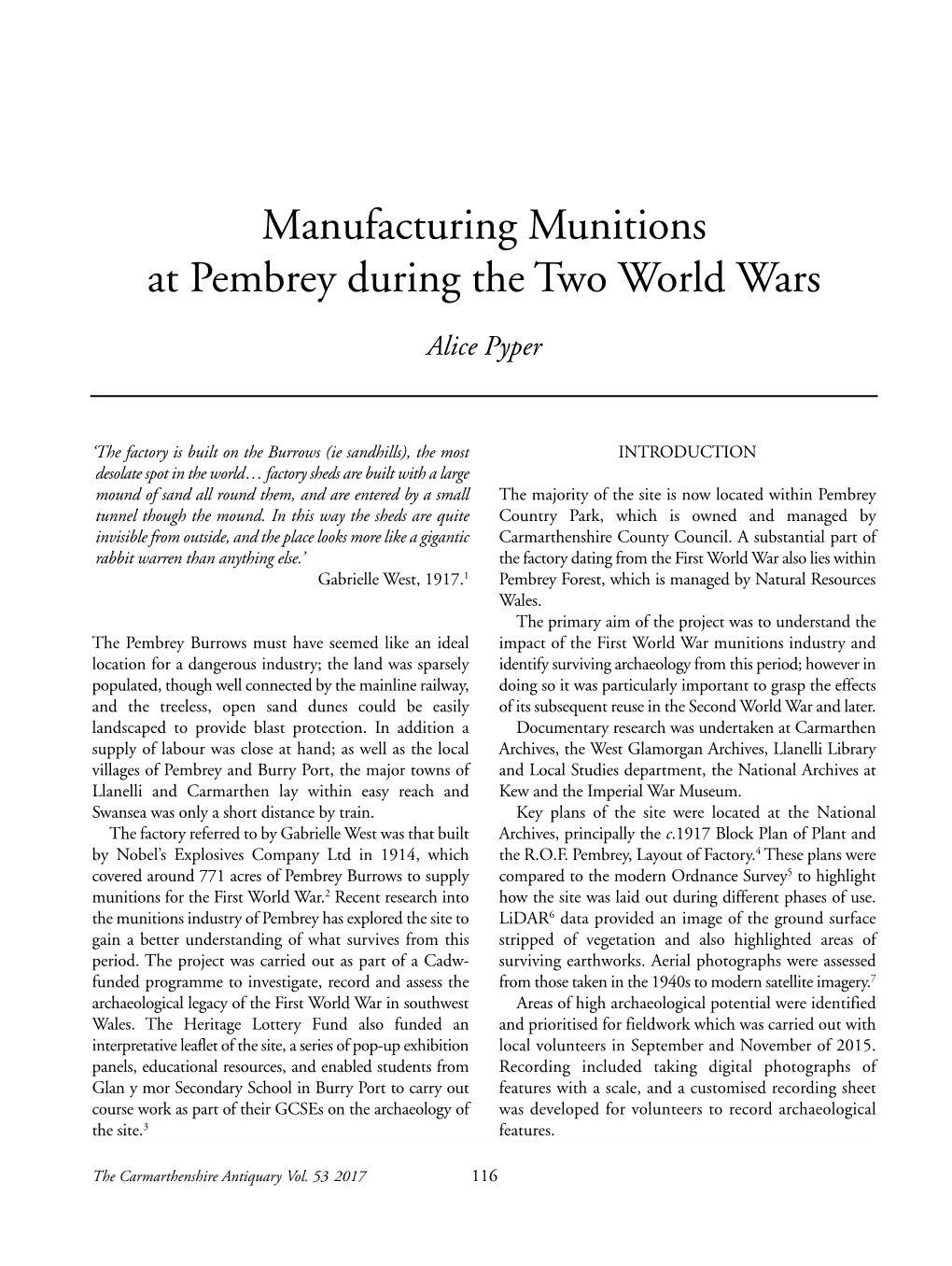 Manufacturing Munitions at Pembrey During the Two World Wars