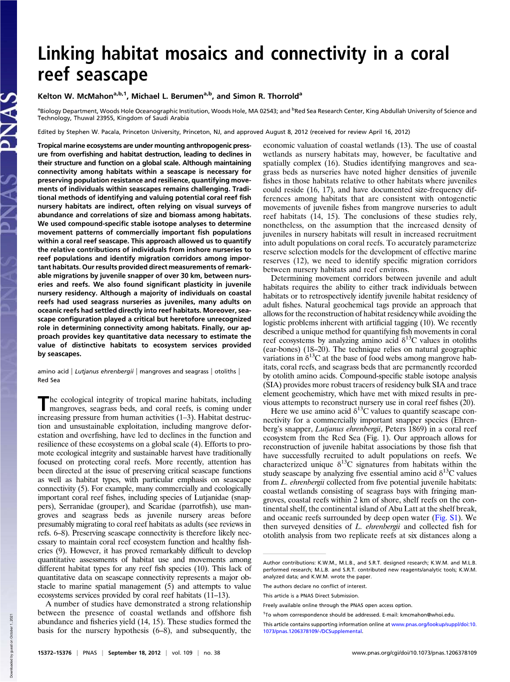 Linking Habitat Mosaics and Connectivity in a Coral Reef Seascape