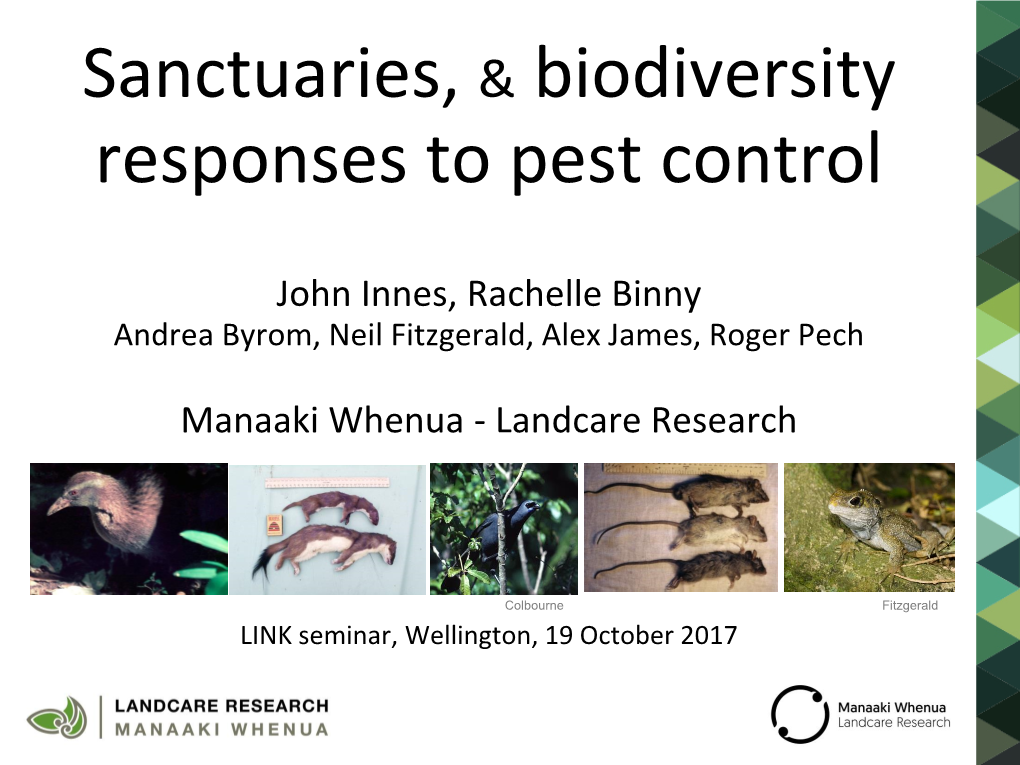 Sanctuaries and Biodiversity Response to Pest