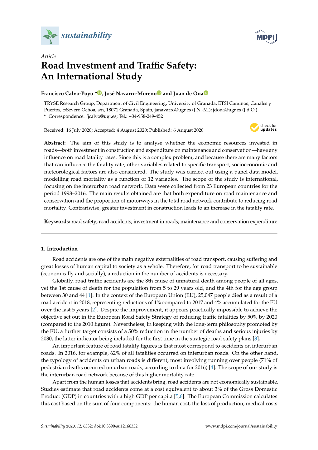 Road Investment and Traffic Safety: an International Study