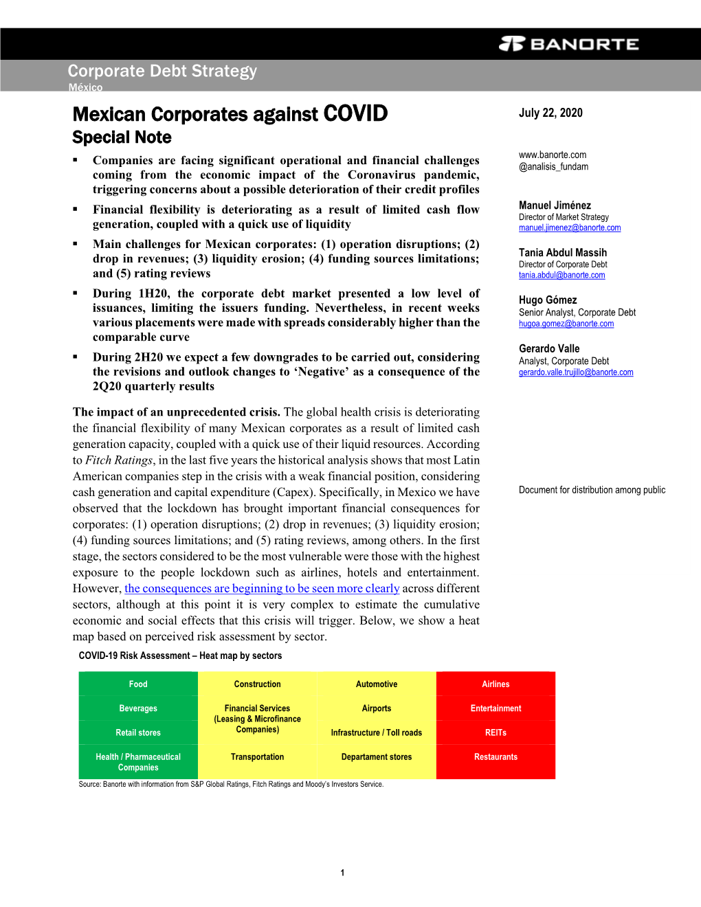 Mexican Corporates Against COVID July 22, 2020