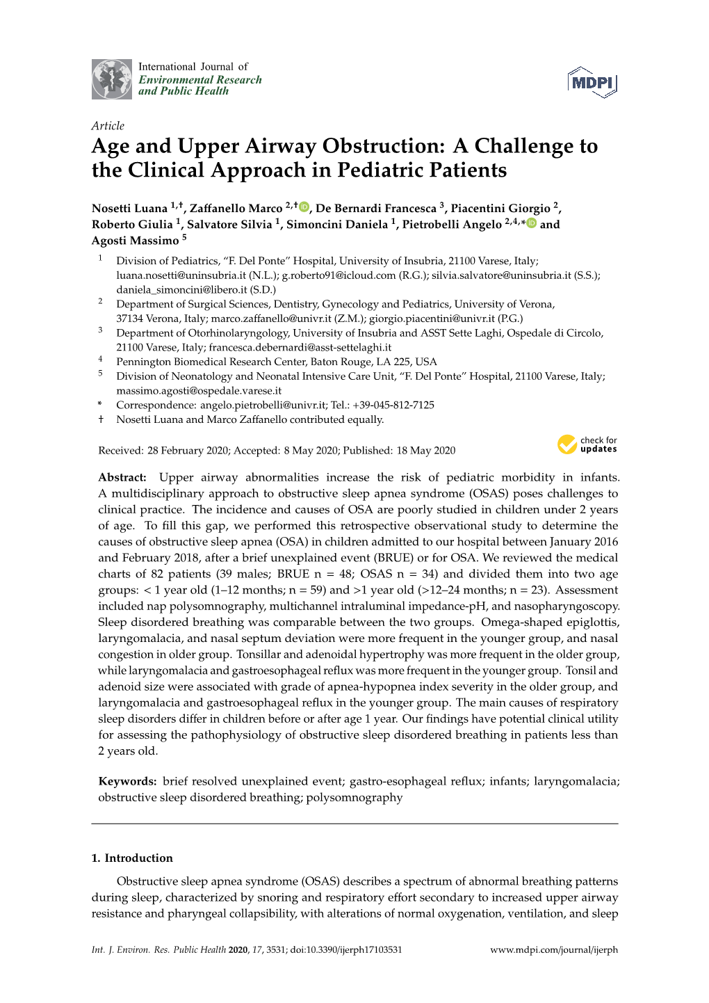 Age and Upper Airway Obstruction: a Challenge to the Clinical Approach in Pediatric Patients