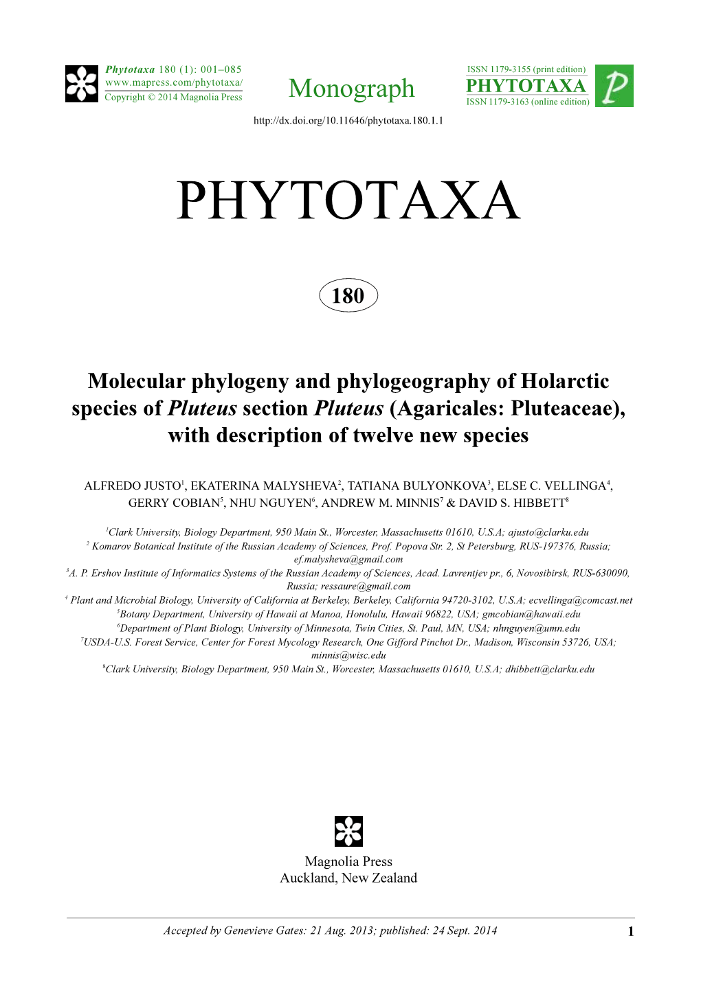 Agaricales: Pluteaceae), with Description of Twelve New Species