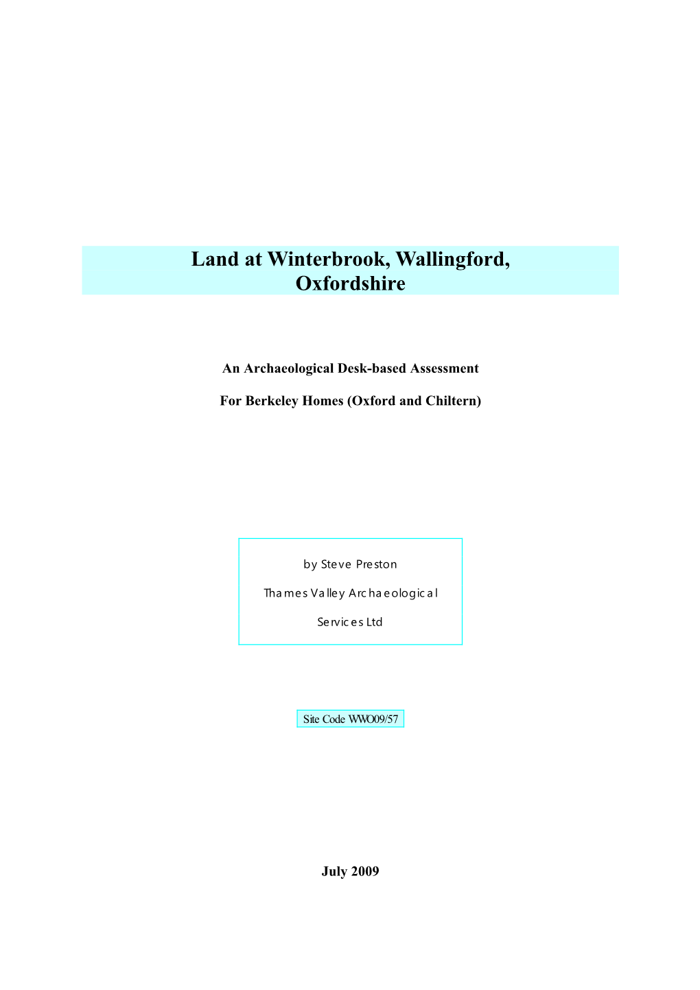 Land at Winterbrook, Wallingford, Oxfordshire