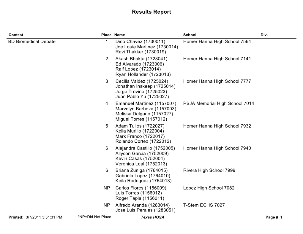 Results Report