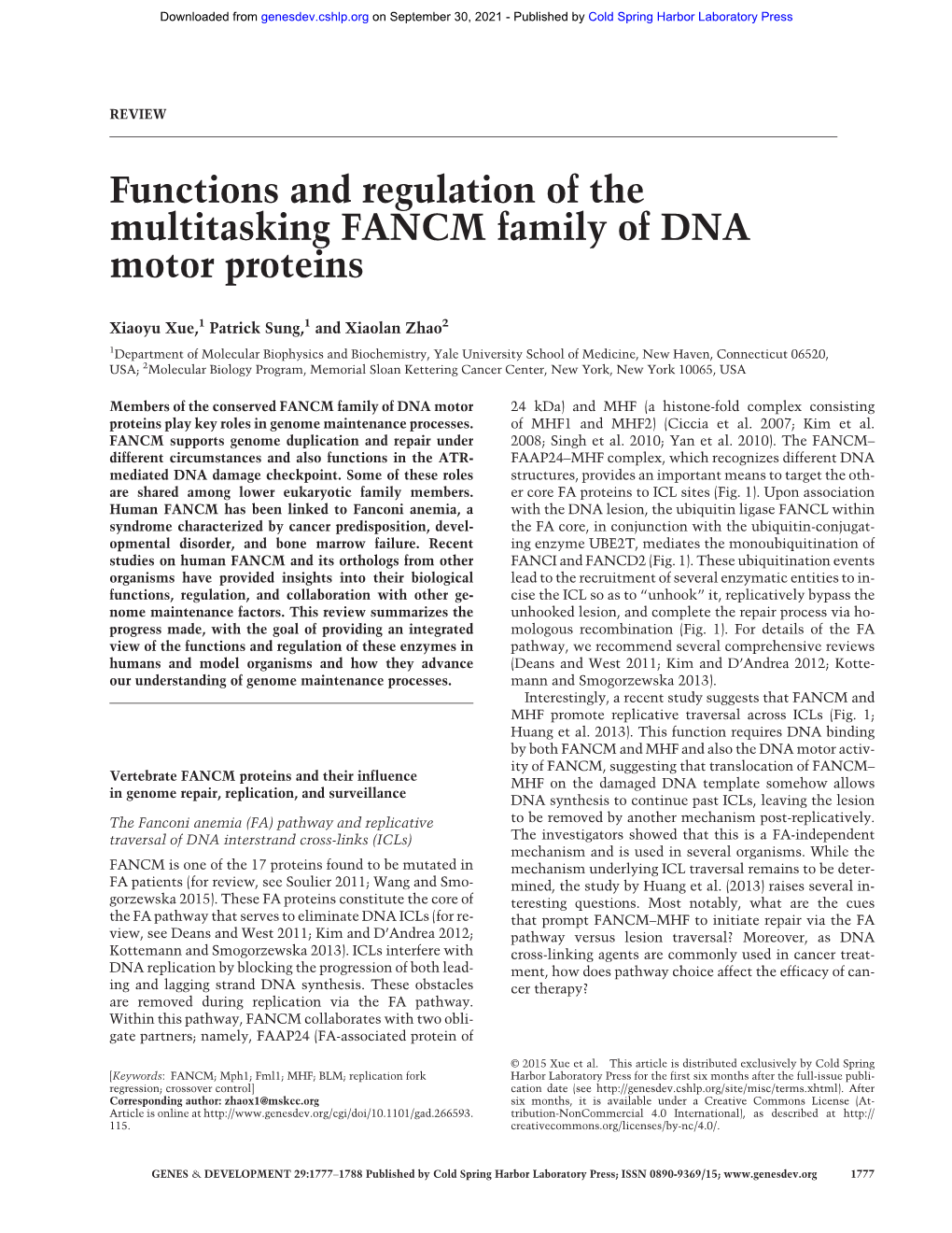 Functions and Regulation of the Multitasking FANCM Family of DNA Motor Proteins