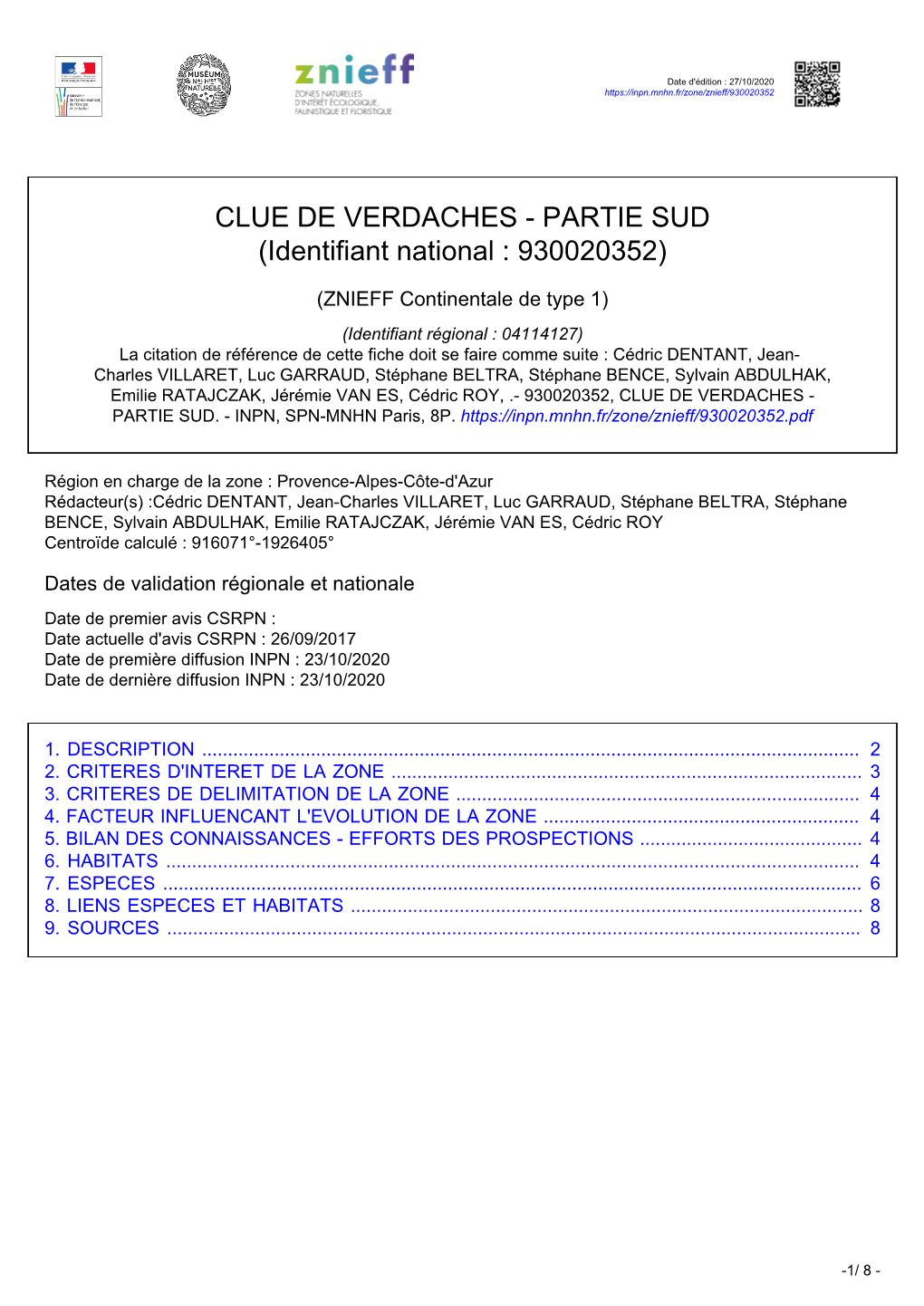 CLUE DE VERDACHES - PARTIE SUD (Identifiant National : 930020352)