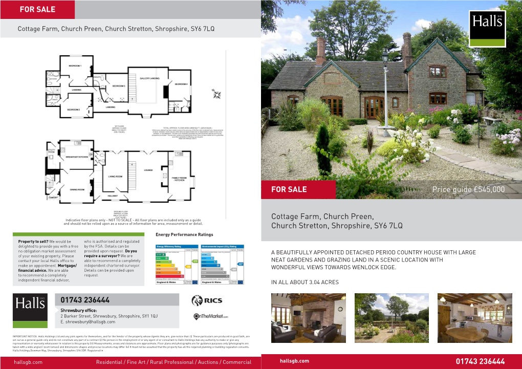 Price Guide £545,000 Cottage Farm, Church Preen, Church Stretton