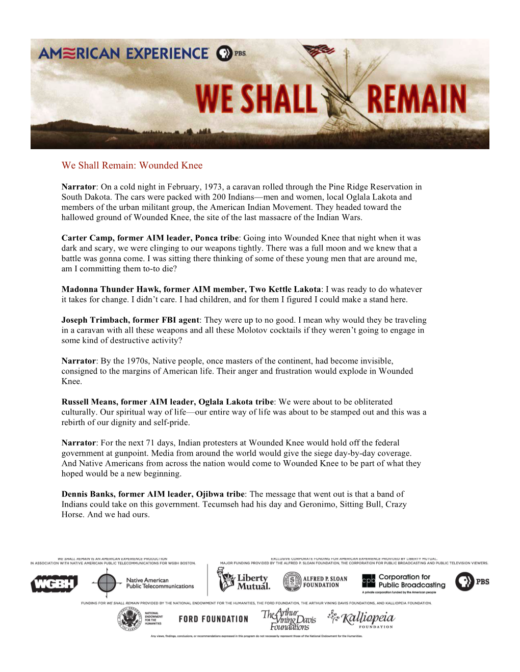 We Shall Remain: Wounded Knee
