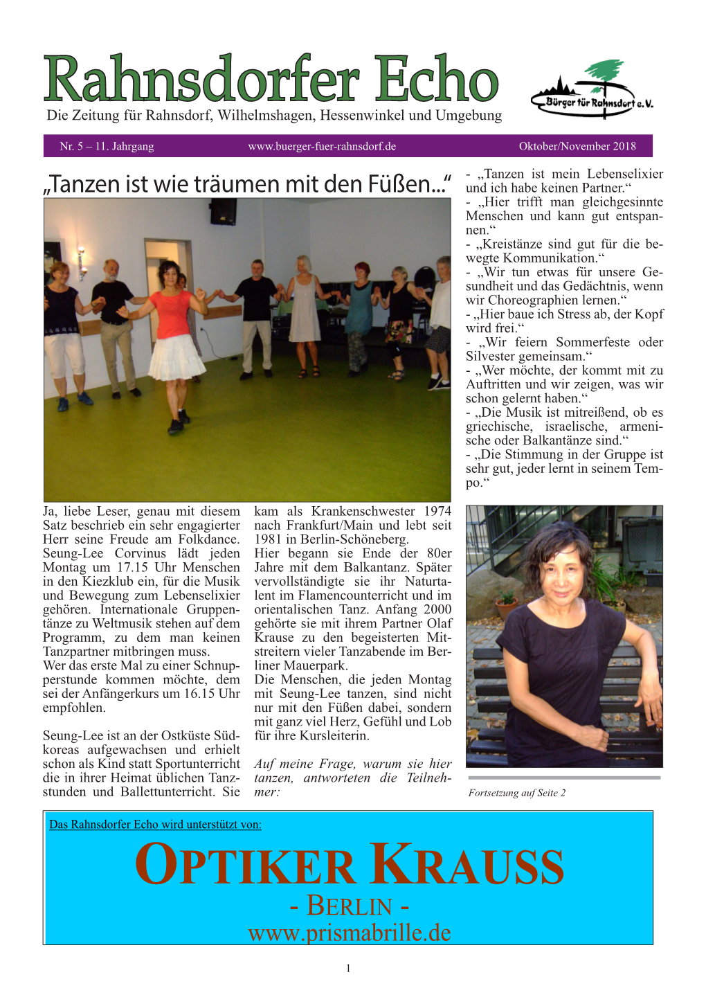 Rahnsdorfer Echo Die Zeitung Für Rahnsdorf, Wilhelmshagen, Hessenwinkel Und Umgebung