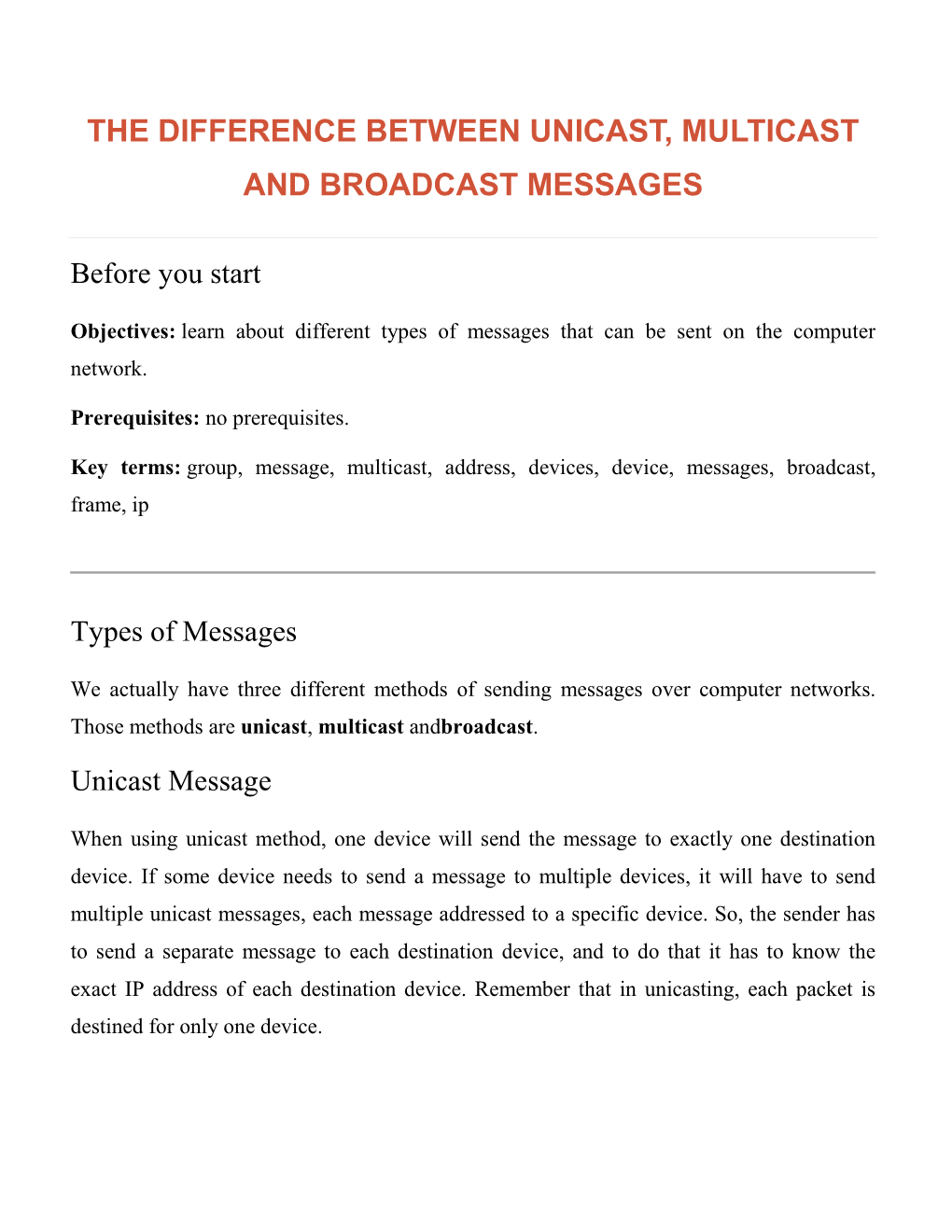 The Difference Between Unicast, Multicast and Broadcast Messages