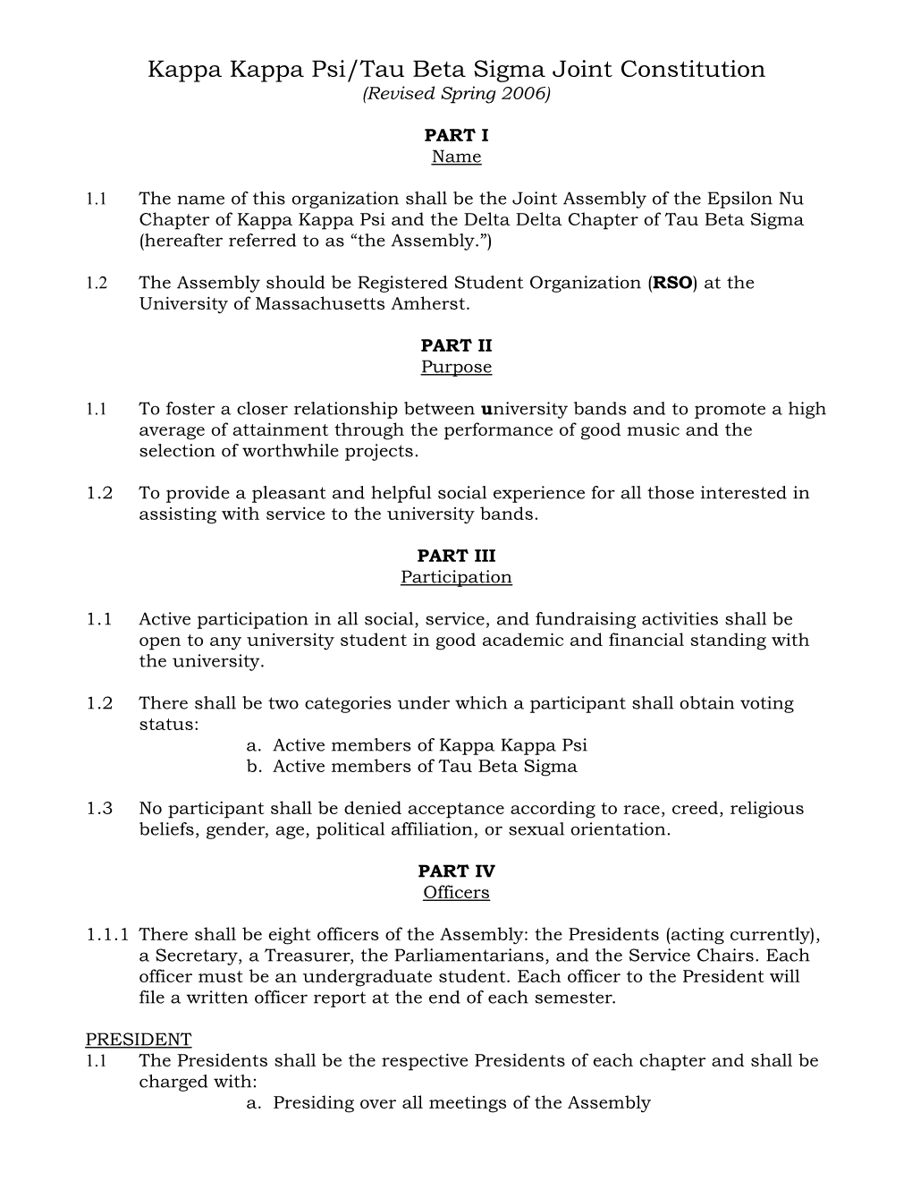 Kappa Kappa Psi/Tau Beta Sigma Joint Constitution (Revised Spring 2006)