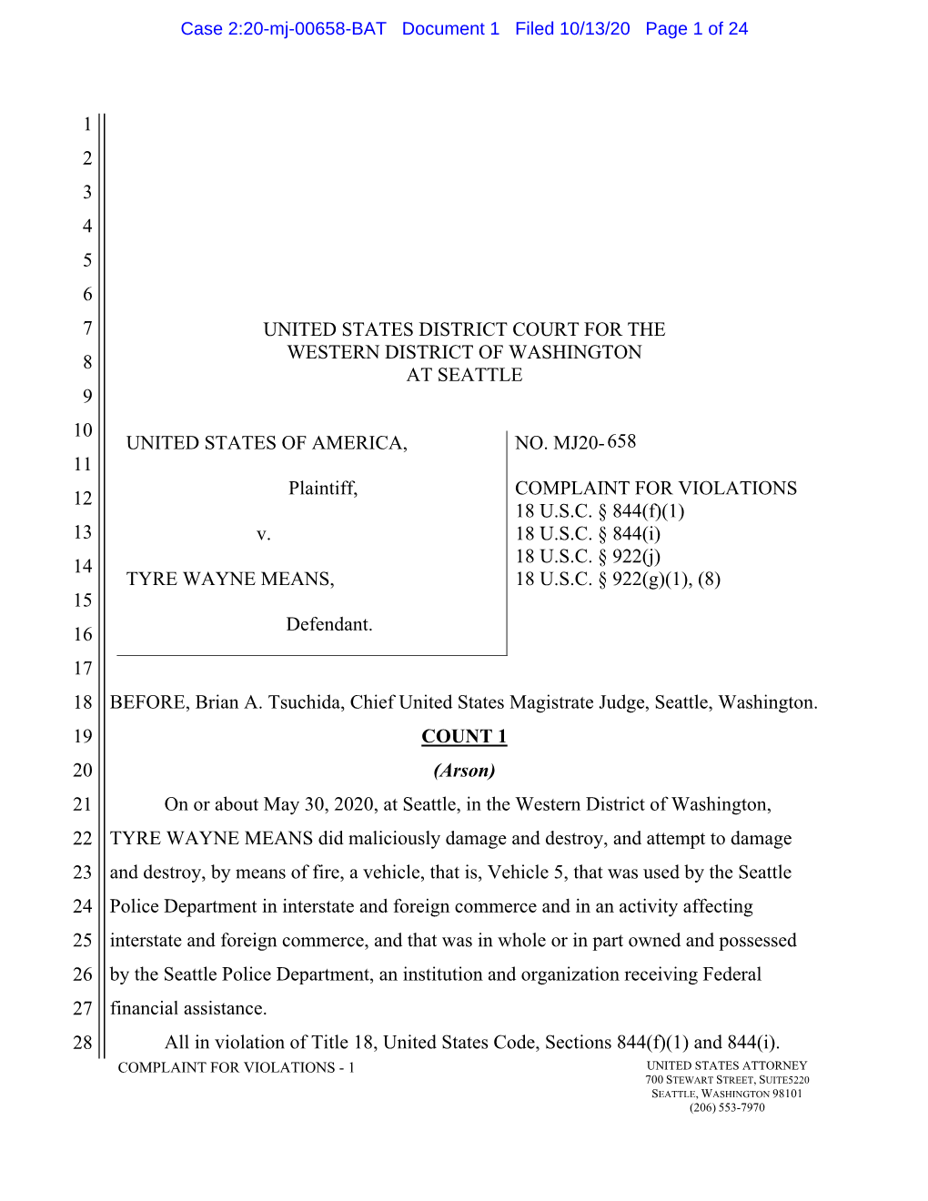 1 2 3 4 5 6 7 8 9 10 11 12 13 14 15 16 17 18 19 20 21 22 23 24 25 26 27 28 United States District Court for the Western District