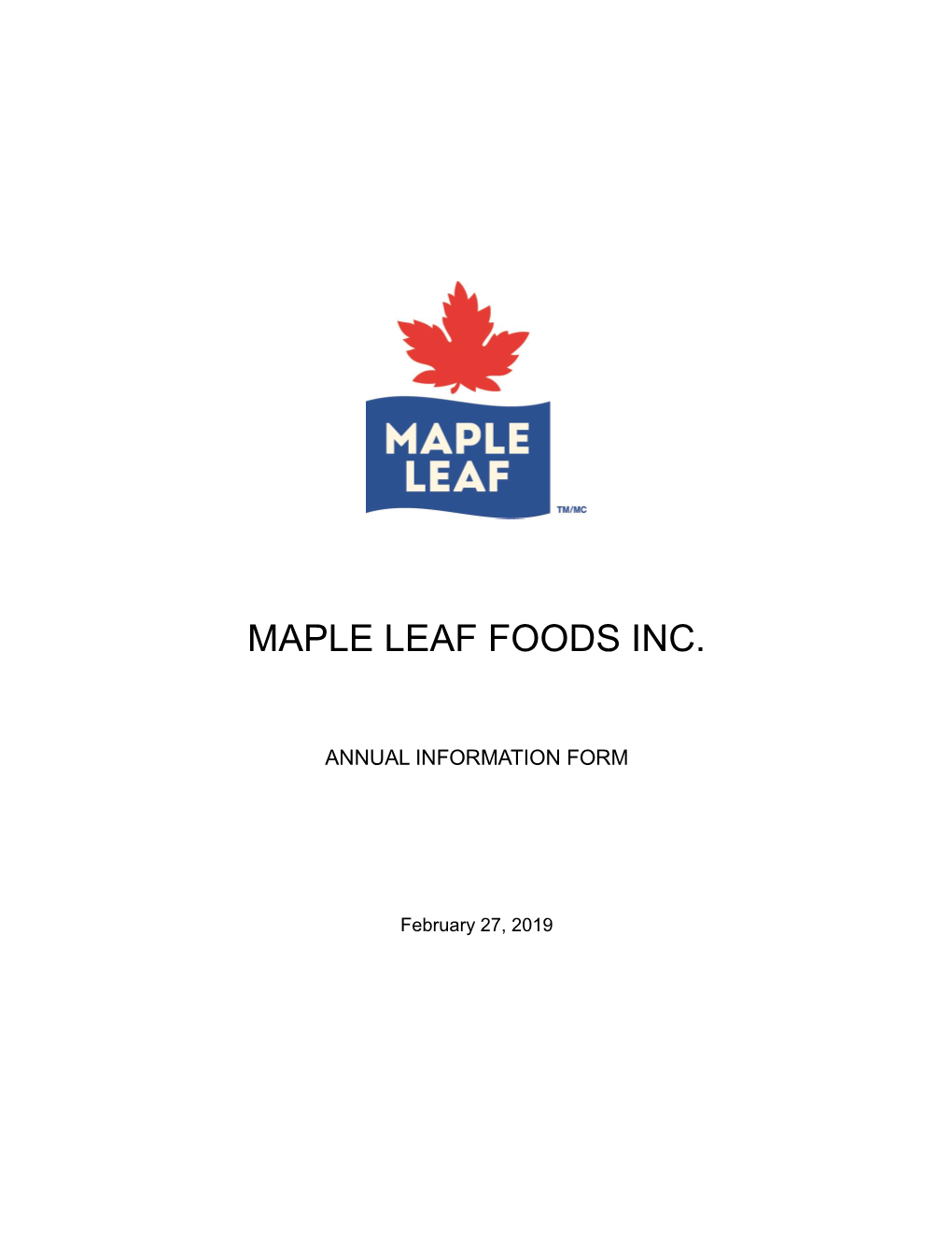 Maple Leaf Foods 2019 Annual Information Form