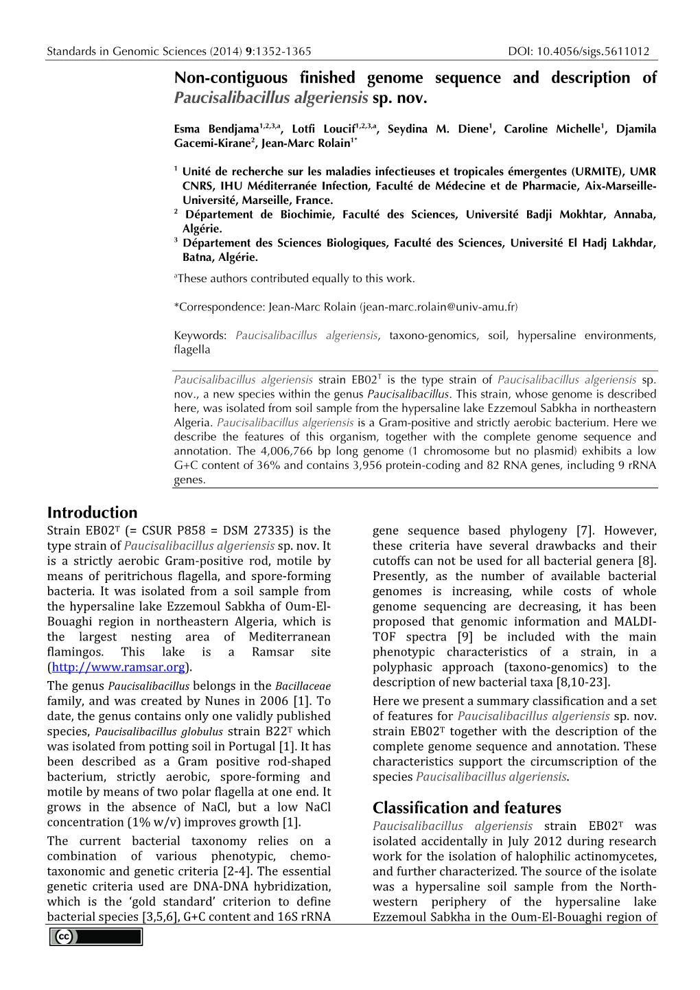 Paucisalibacillus Algeriensis Sp