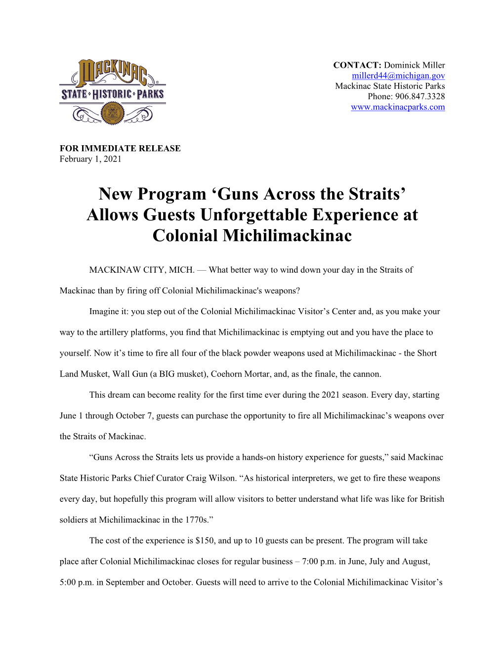 Guns Across the Straits’ Allows Guests Unforgettable Experience at Colonial Michilimackinac