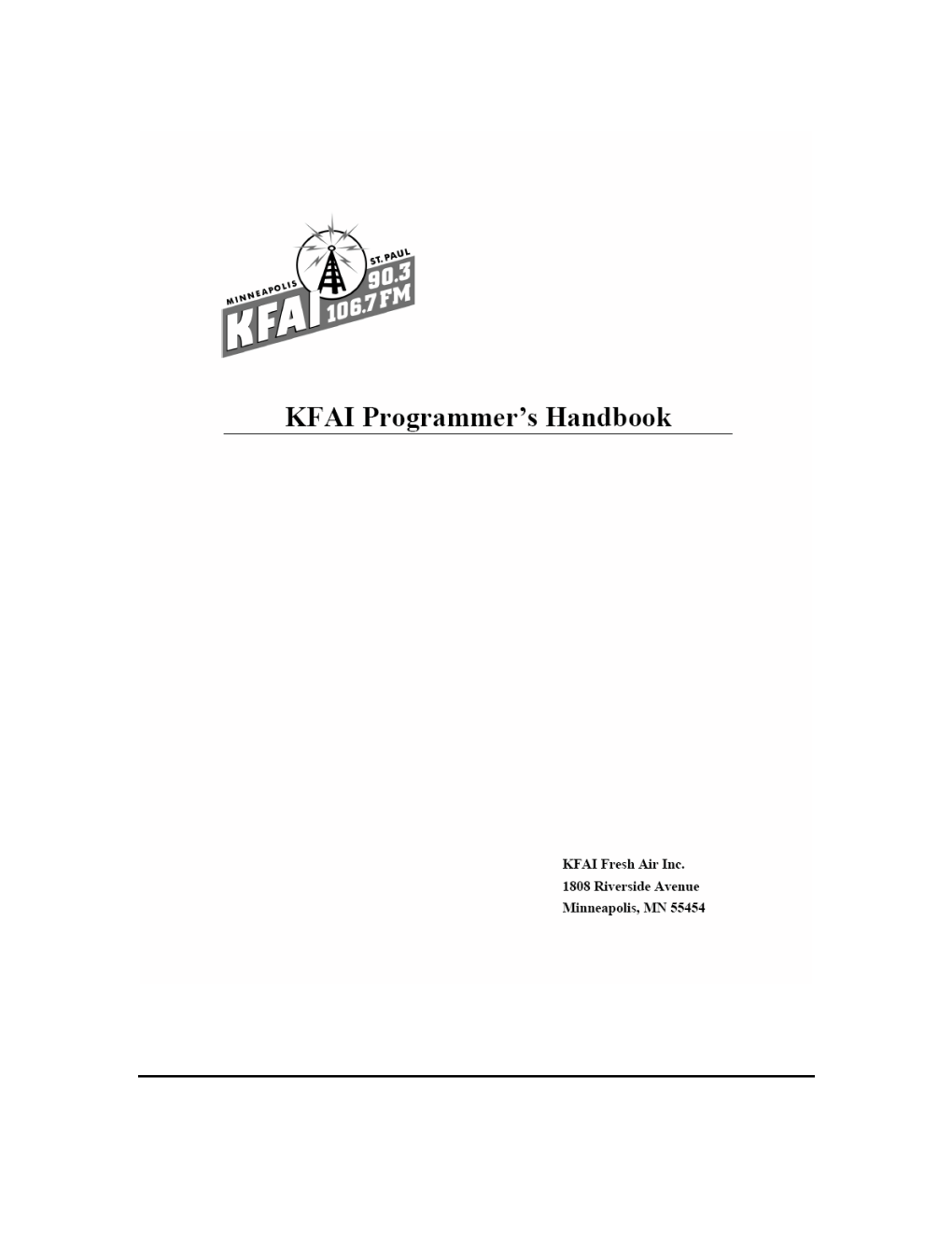 KFAI Programmer Handbook