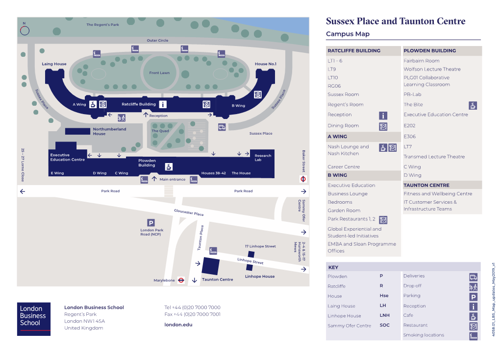 Sussex Place and Taunton Centre Campus Map Outer Circle