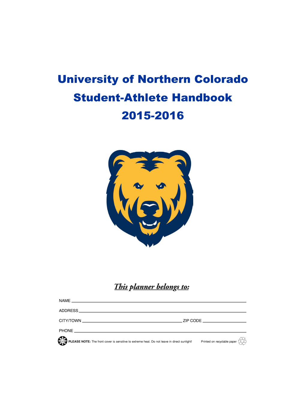 University of Northern Colorado Student-Athlete Handbook 2015