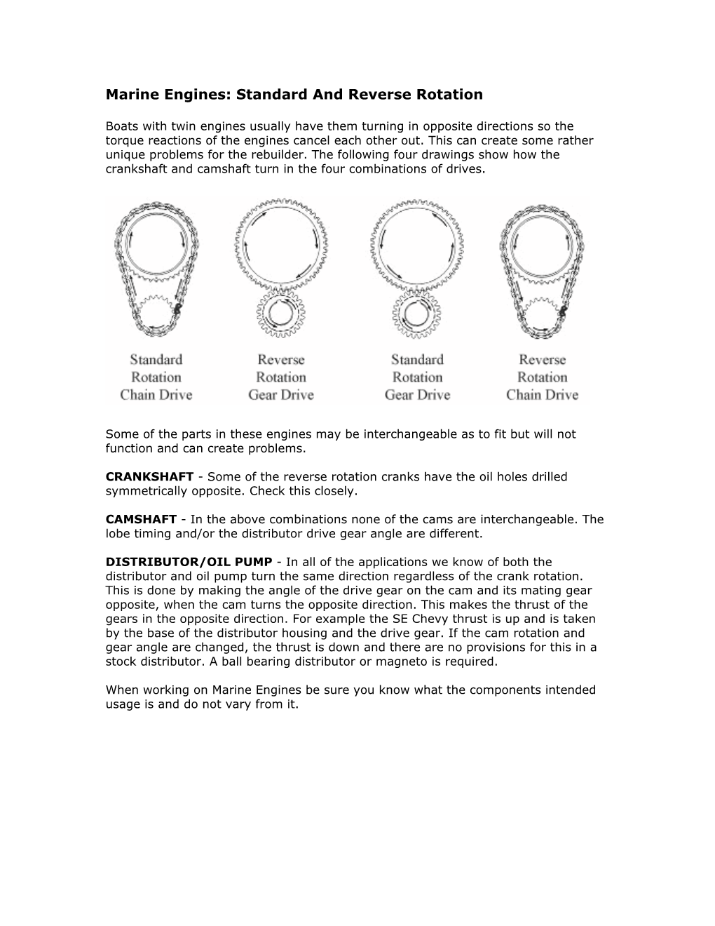 Marine Engines: Standard and Reverse Rotation