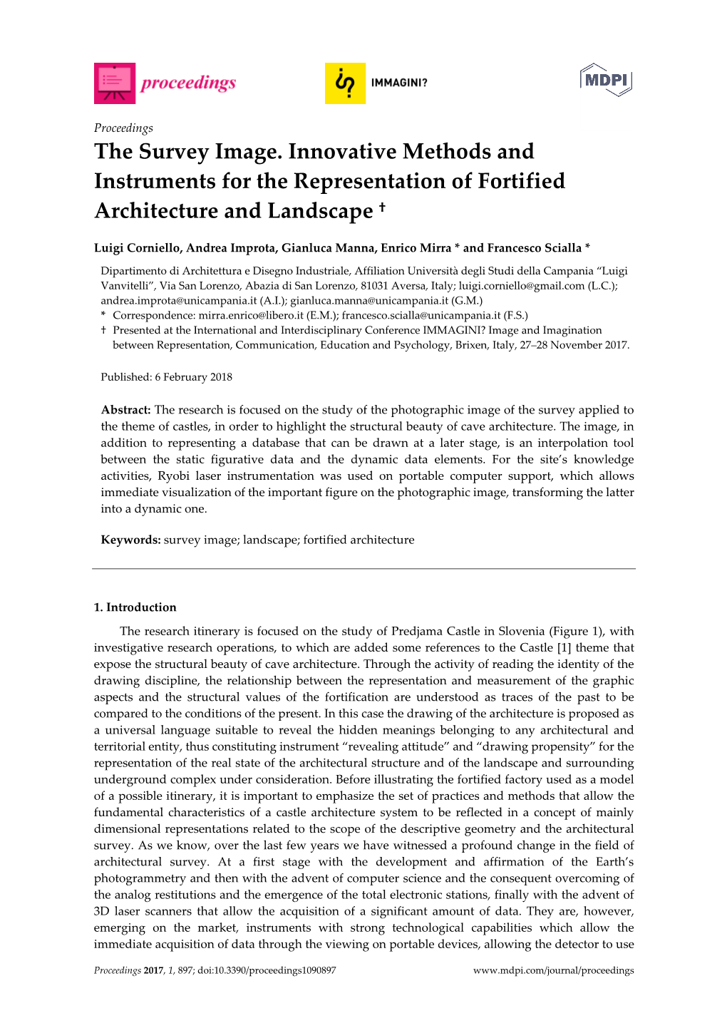 The Survey Image. Innovative Methods and Instruments for the Representation of Fortified Architecture and Landscape †