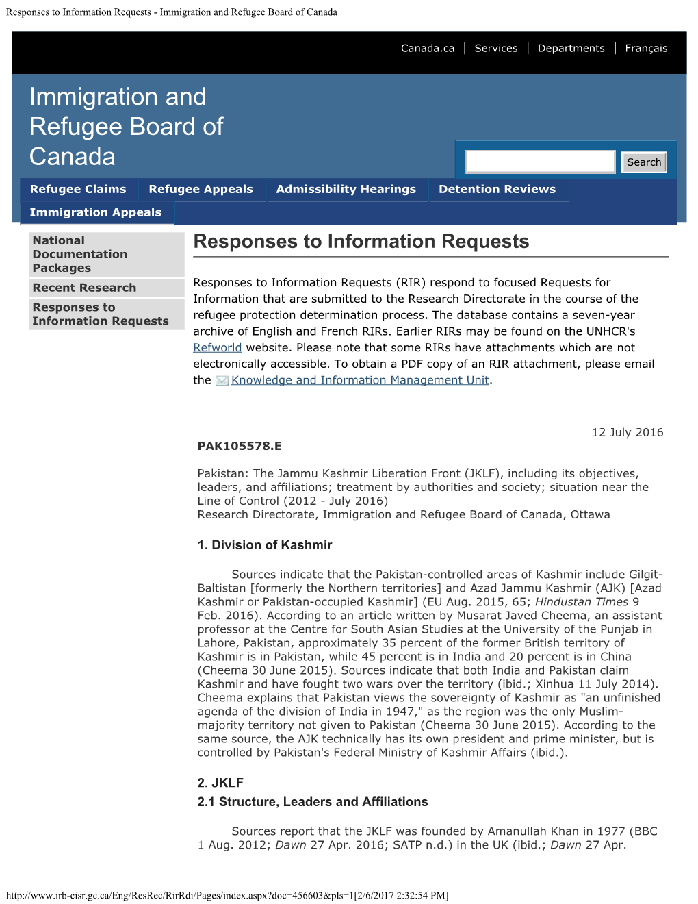 Immigration and Refugee Board of Canada