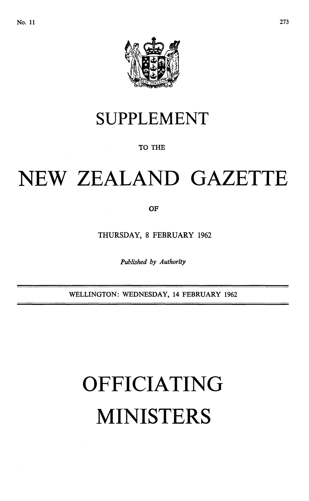 New Zealand Gazette Officiating Ministers