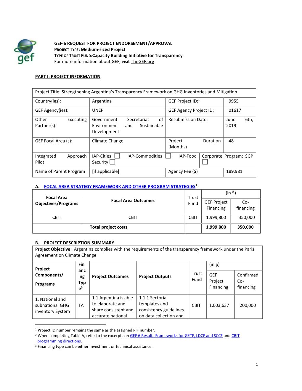 PROJECT INFORMATION Project Title: Strengthening Argentina's