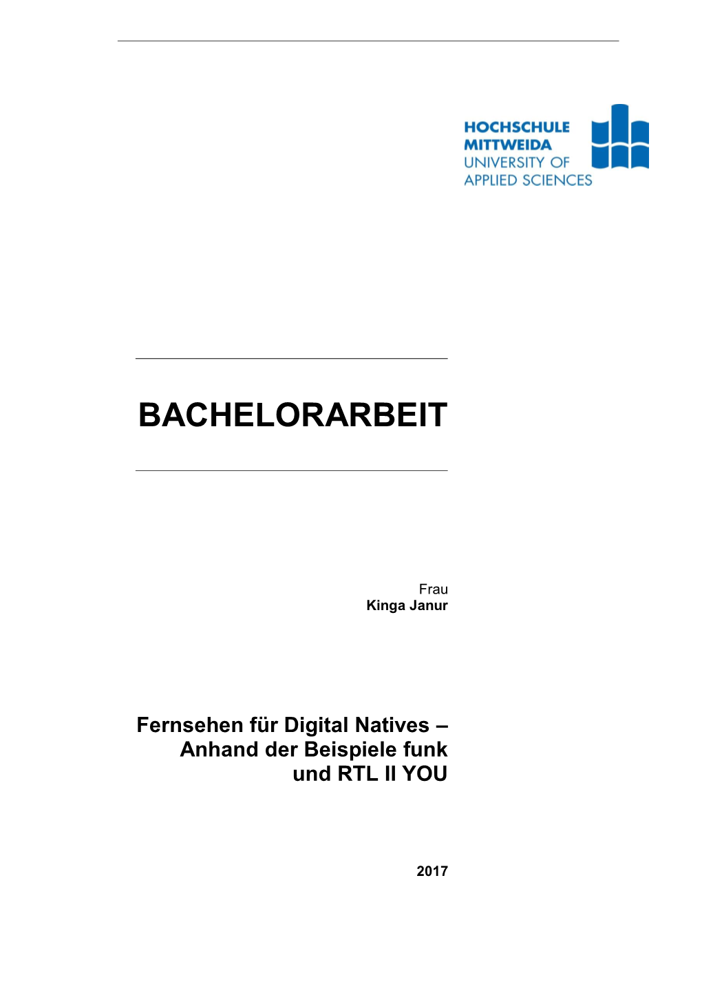 BACHELORARBEIT Fernsehen Für Digital Natives